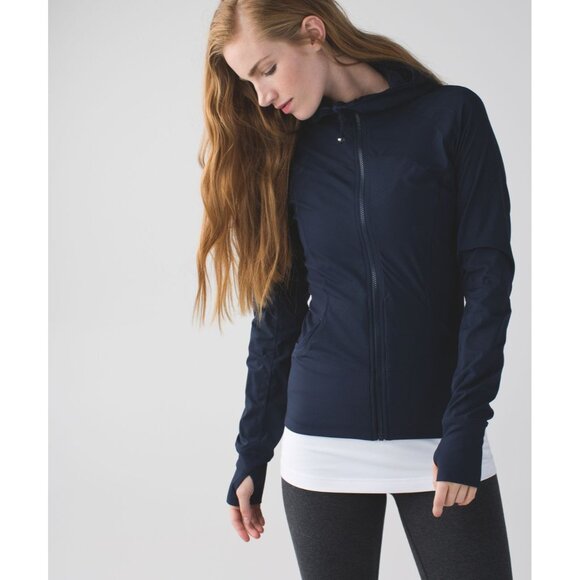 Lululemon Womens 8 Flux Jacket Reversible Zip Up Hooded Navy - Picture 2 of 16